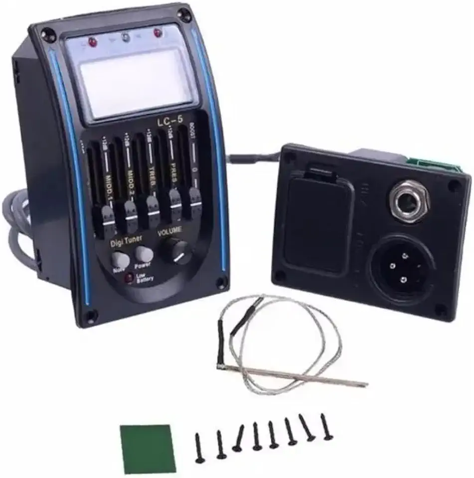 Captador Pré Amplificador Violão 5 Bandas Piezo Afinador LCD