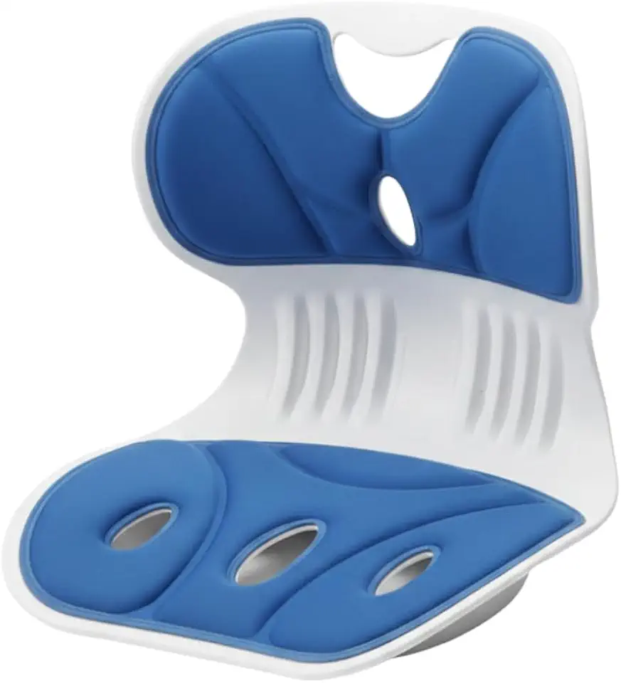 Assento Ergonômico para Cadeira com Apoio Lombar e Alívio de Dor no Cóccix, Almofada Ortopédica para Postura Correta, Espuma Premium de Alta Densidade, Uso em Escritório, Casa ou Carro (Azul)