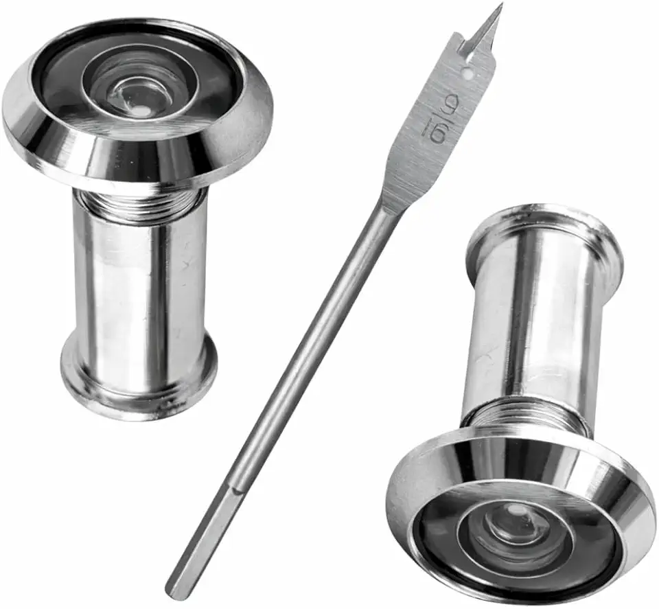 Olho Mágico para Porta de Madeira, 200° de Visão, Dourado e Cromado, com Regulagem de 30 a 60mm, Inclui Broca (Cromado)