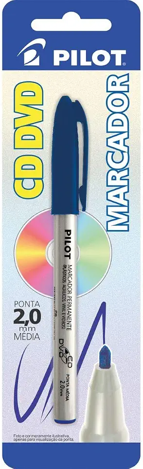 Caneta para CD x 1 Unidade, Pilot 1481509SMAZ, Azul, 2 mm