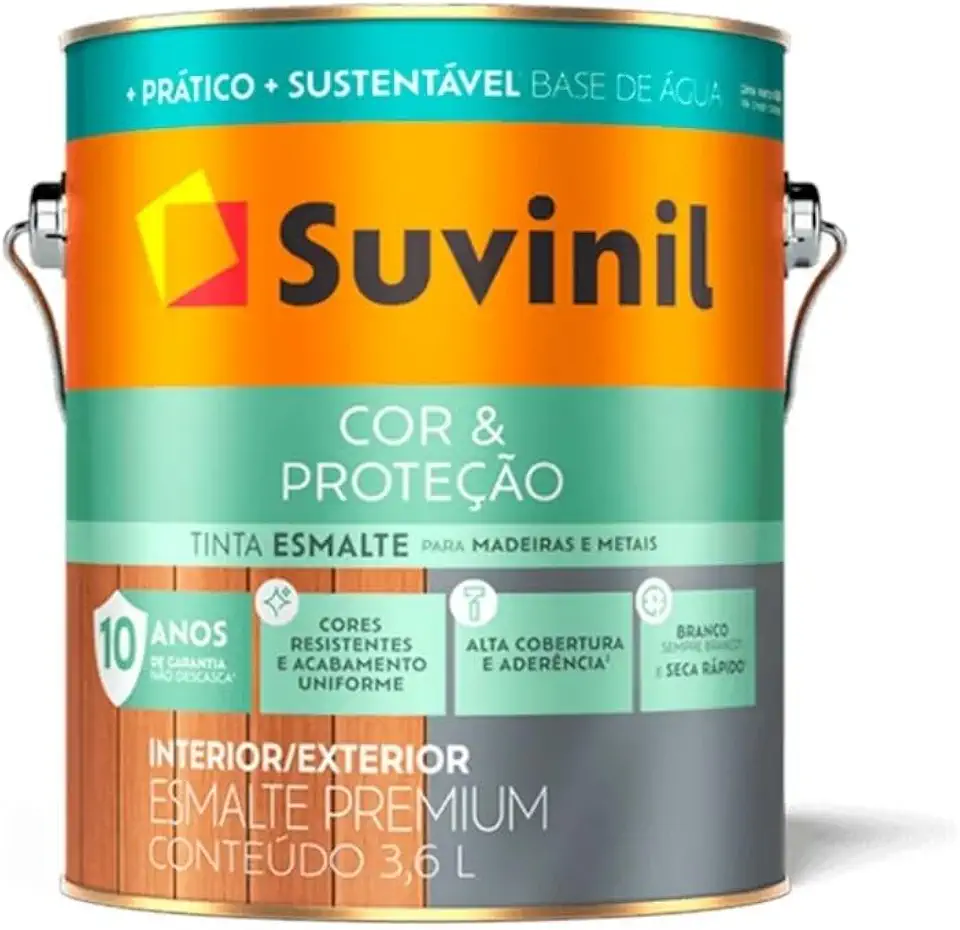 Tinta Suvinil Tintas para madeiras e metais esmalte brilhante seca rapido 3.6L - Branco