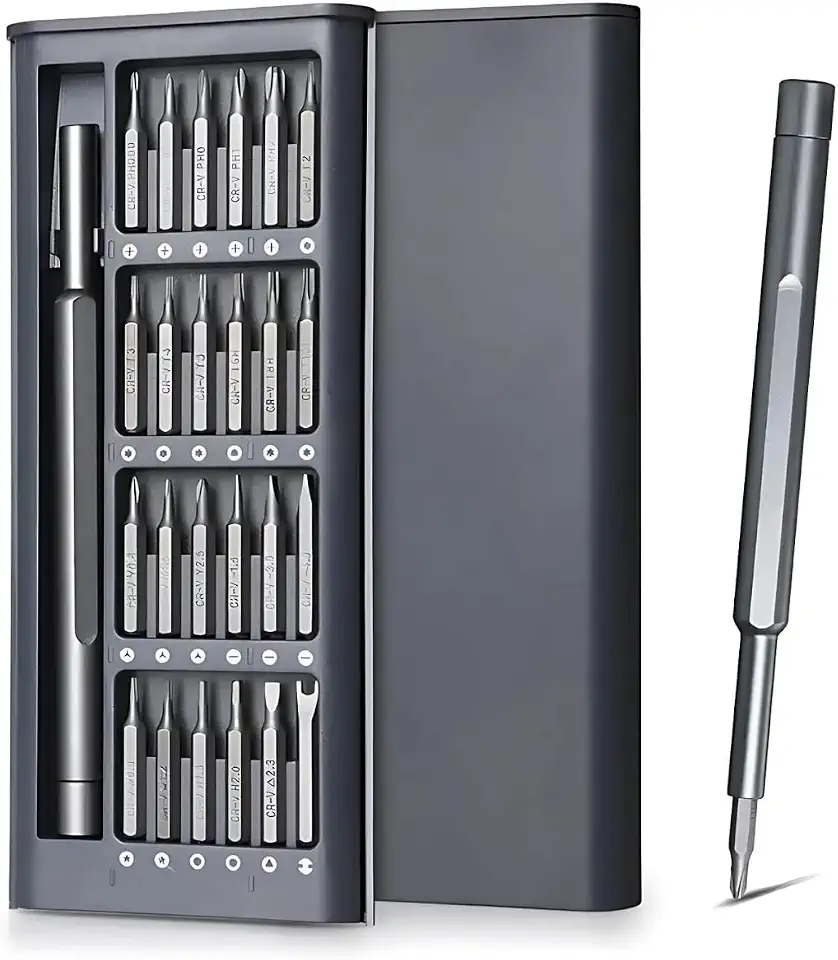 Kit Conjunto de Chave de Fenda Phillips torx 24 em 1 com Ponta Magnética Precisão Ideal para Reparos em Celulares Notebooks Relógios Drones e Eletrônicos em Geral Linha Premium