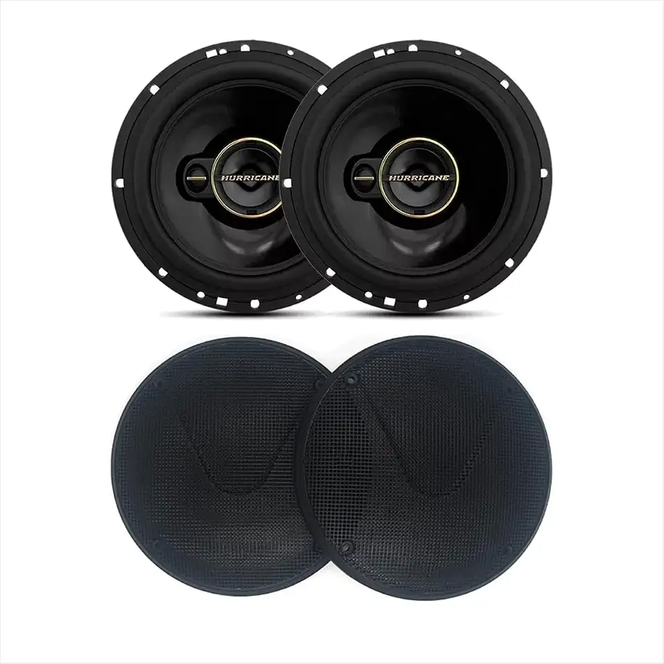 Kit Aurum Hurricane 120W; Par Alto Falante 6 Polegadas + Tela 6 Tipo Pioneer Cor Preta para Carro; TNT Full Som Automotivo