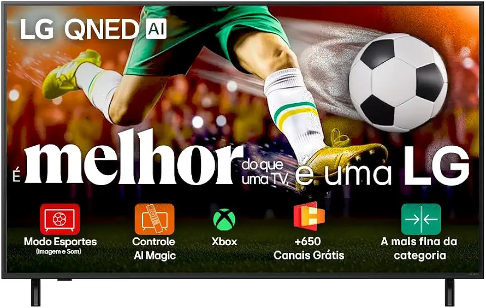 Smart TV 4K 55" LG QNED 55QNED82 Processador α7 AI Ger8 Ultra Slim Design Dolby Atmos Alexa Integrado WebOS 25