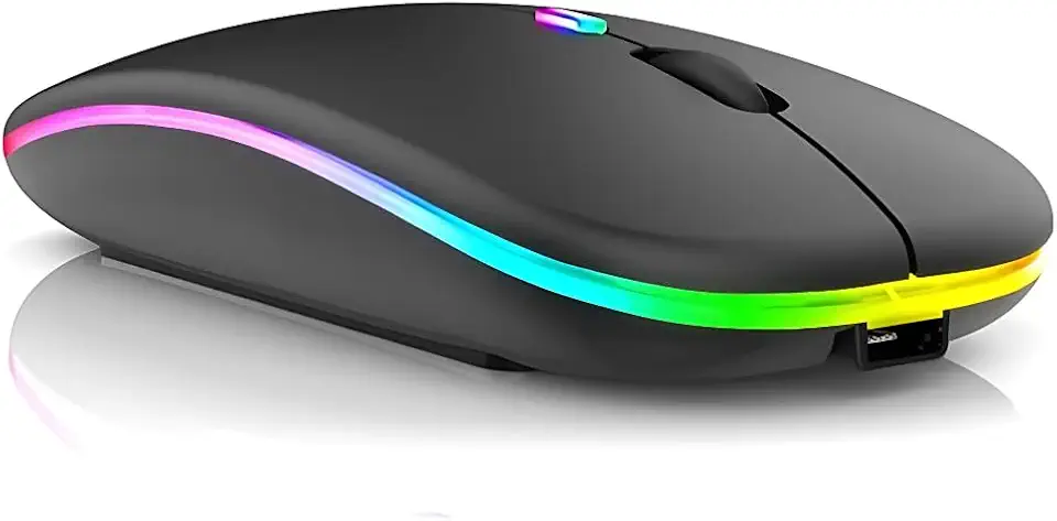 Mouse Sem Fio Recarregável Wireless Bluetooth Optico Led Rgb Colorido Ergonômico Usb 2.4 Ghz Notebook Computador Pc - Pazie®