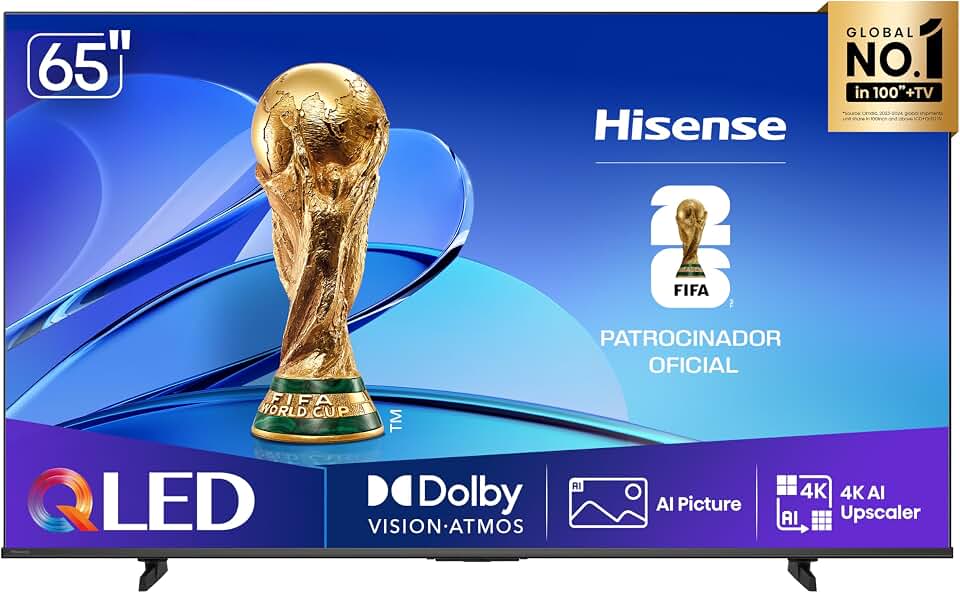 Hisense Smart TV UHD 4K QLED 65" Polegadas 65Q6QV com HDR10+, Dolby Atmos, Sports Mode, Game Mode Plus e Compatível com Alexa
