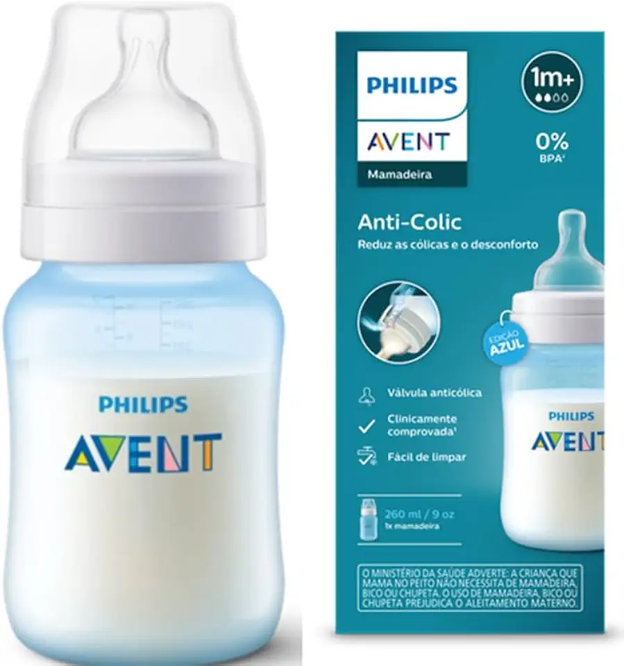 Mamadeira Anti-Colic Philips Avent 1m+ SCY121/10 Azul 260ml