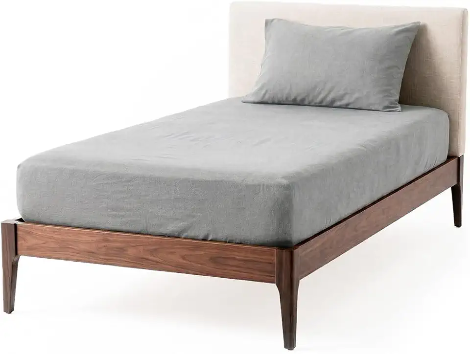 Decolab Jogo de Lençol Malha 100% Algodão Extra Macio - Roupa De Cama Antiácaro, Inclui Lençol Com Elástico (Forro) E Fronhas (Cinza-escuro, Solteiro Simples)