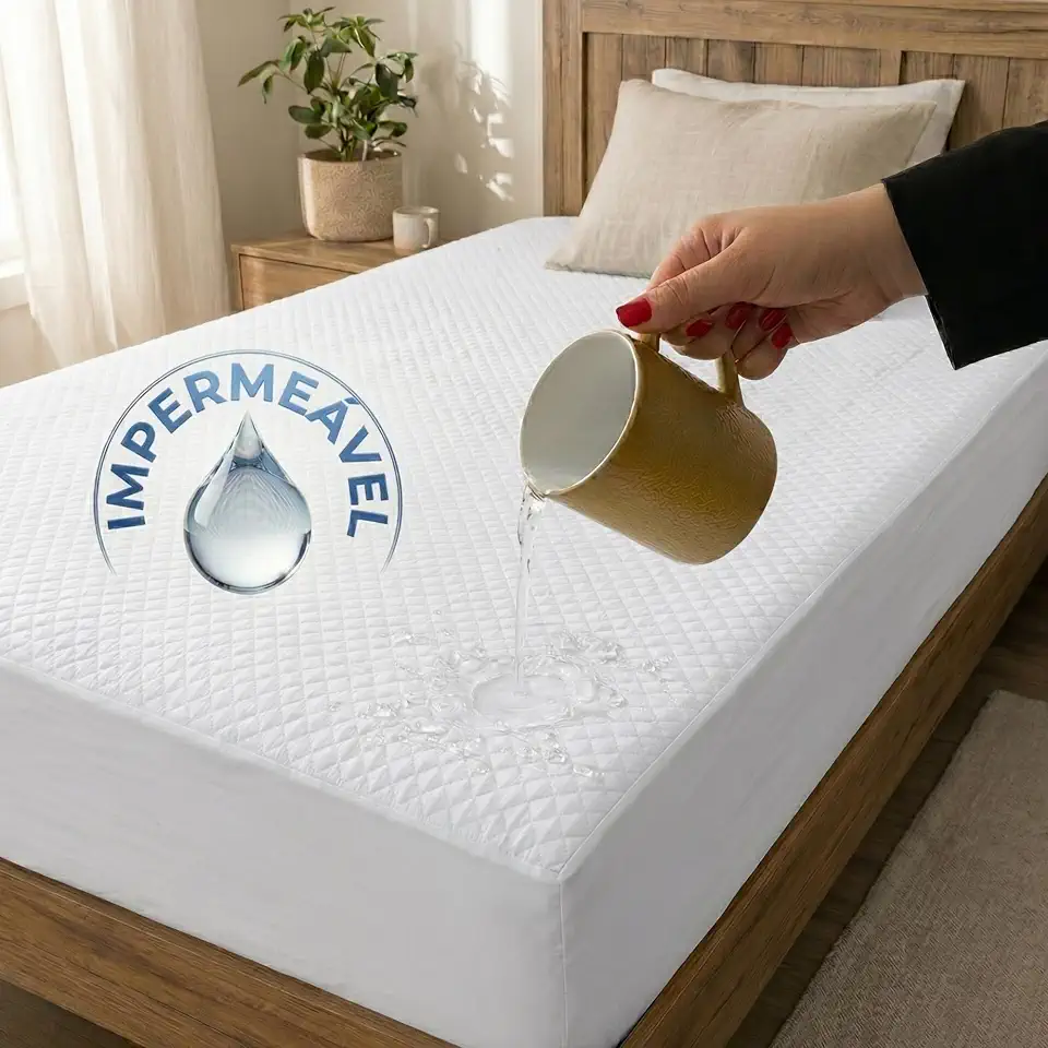 Protetor de Colchão Solteiro Impermeável Premium Matelassê - Capa Protetora Estilo Lençol com Elástico, Silenciosa e Antiácaro (Branco)