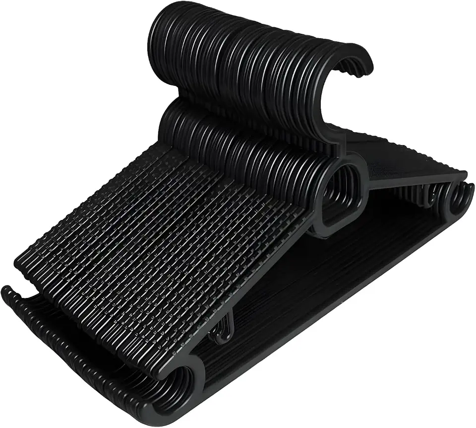 Kit 20 Cabides Adulto Preto Antideslizante Reforçado | Cabide Resistente Para Roupas Pesadas Calças Camisetas | Contém Porta Gravata, Cinto e Lenço,Camisas, Ternos Gancho para Vestido | CSCABIDES