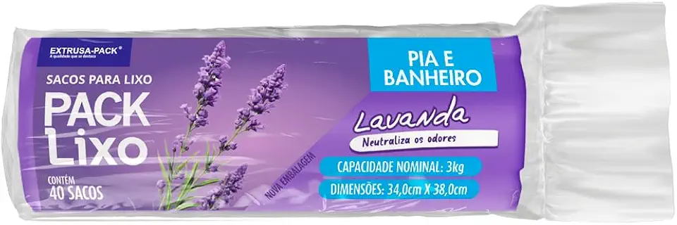 Saco De Lixo PACK LIXO Lavanda Pia e Banheiro (34X38) - Sacos de lixo perfumardos que neutralizam o odor