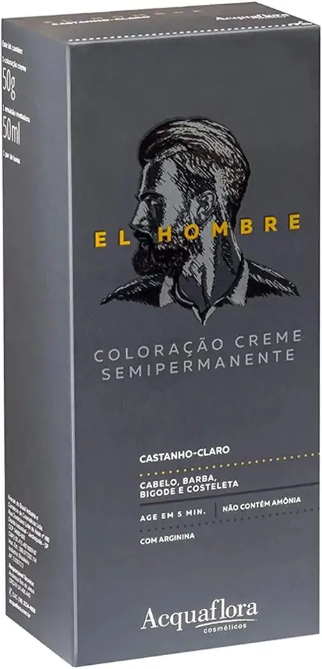 Castanho Claro Kit Coloração Creme Semipermanente El Hombre Acquaflora