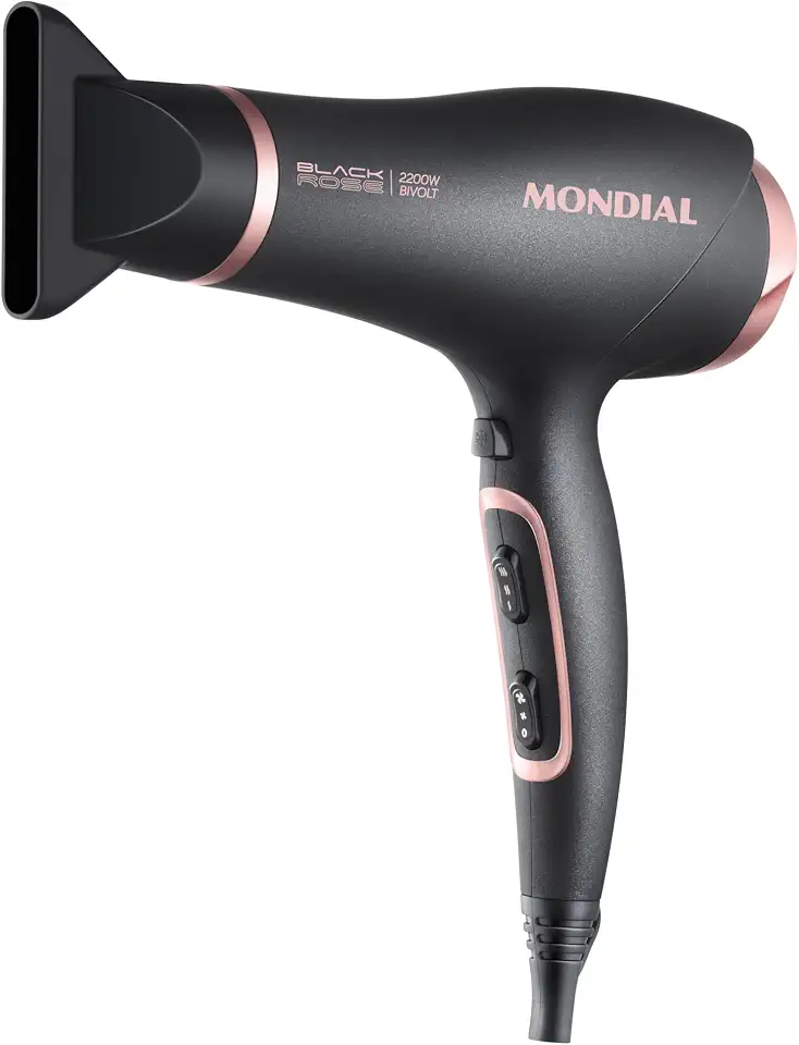 MONDIAL Secador de Cabelos, Preto/Golden Rose, 2200W, Bivolt - SC-37-BI