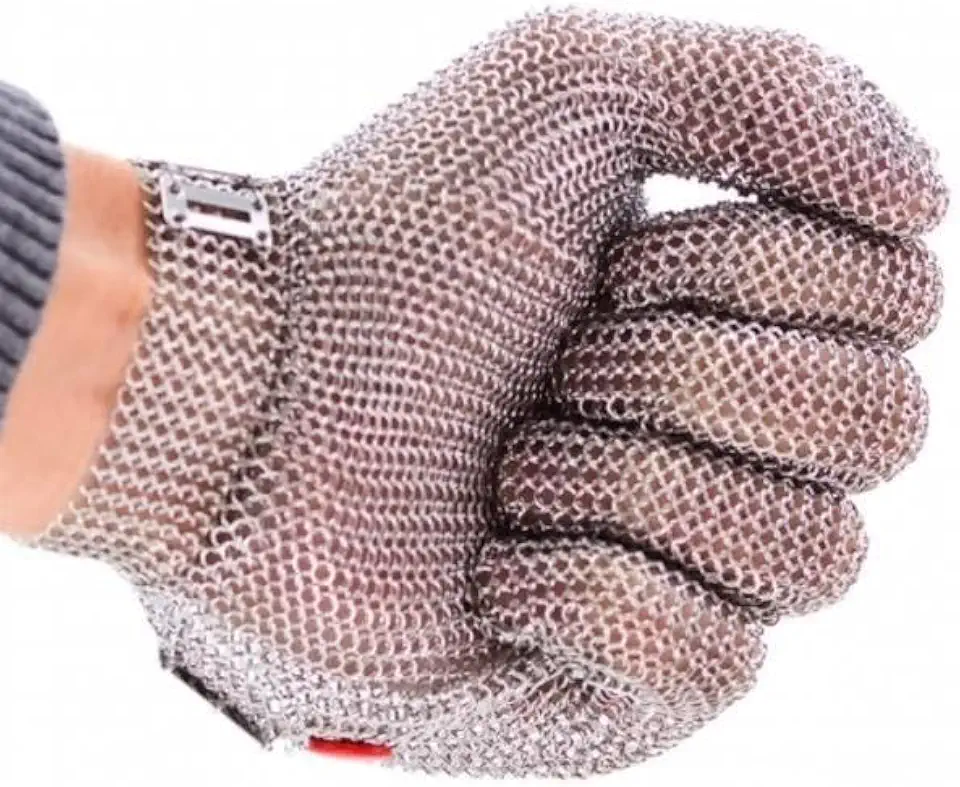 Luva Malha de Aço Leal Proteção Contra Cortes Aço Inox CA 12203 Ambidestra Açougueiro Anti-Corte