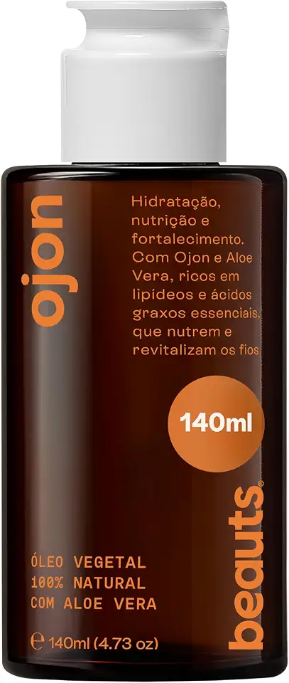 Óleo de Ojon - Crescimento Capilar, Reparador de Pontas, Umectacao Capilar e Fortalecimento dos Fios – Natural com Aloe Vera - Com Tampa Gotejadora, 140ml, Beauts