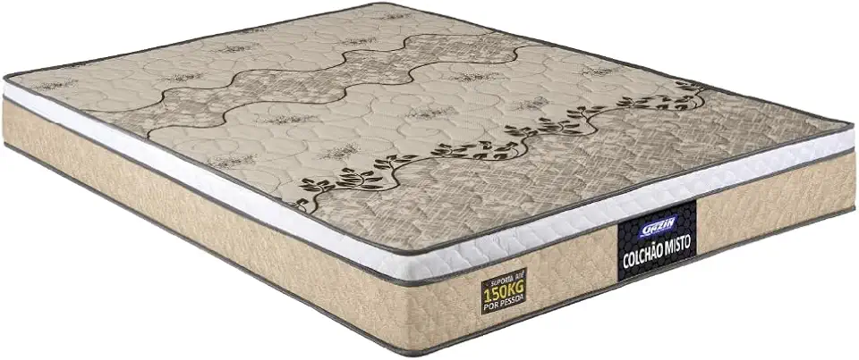Colchão Casal Espuma D33 Fort 138x188x21cm Cinza/Branco - Suporta até 150kg por Pessoa