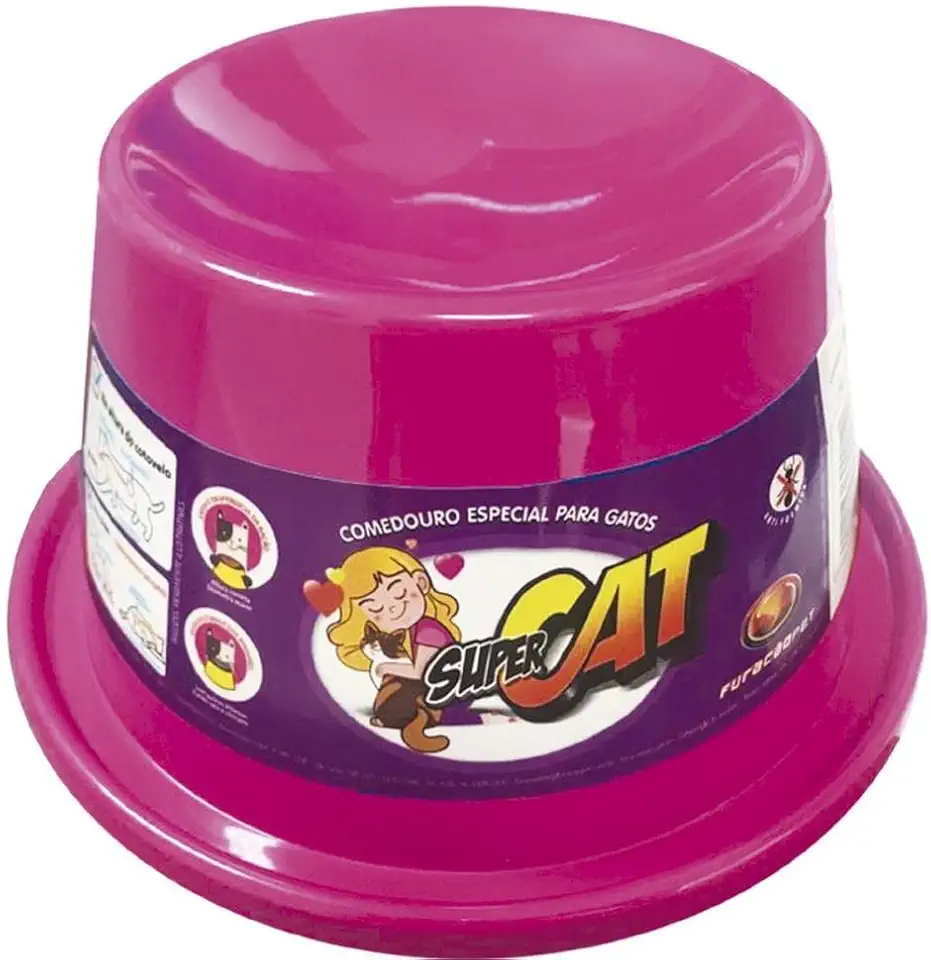 Furacão Pet Comedouro Plast. Gato Super Cat - 200 Ml (Rosa)