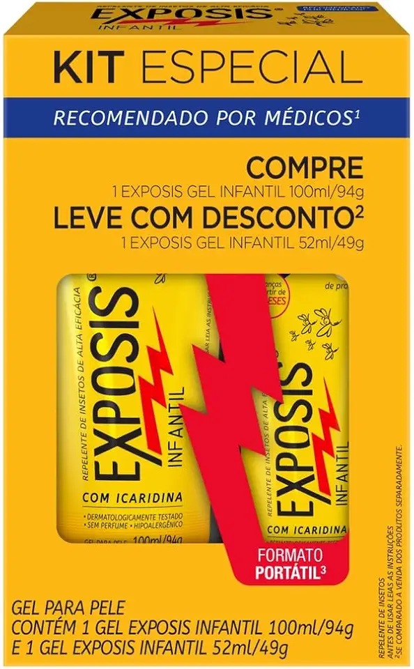 Exposis Infantil, Kit Repelente Icaridina Sem Perfume, 2 Unidades Gel 100ml e 52ml