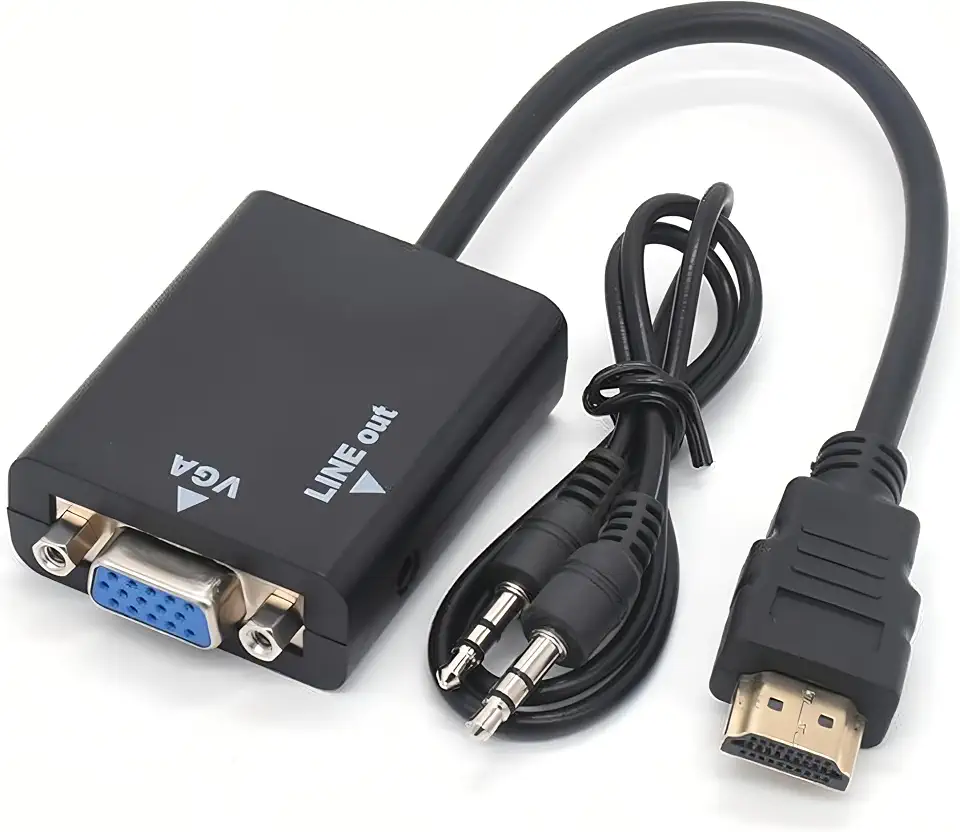Cabo Conversor Adaptador Hdmi Para Vga Com Saída De Áudio E Cabo P2