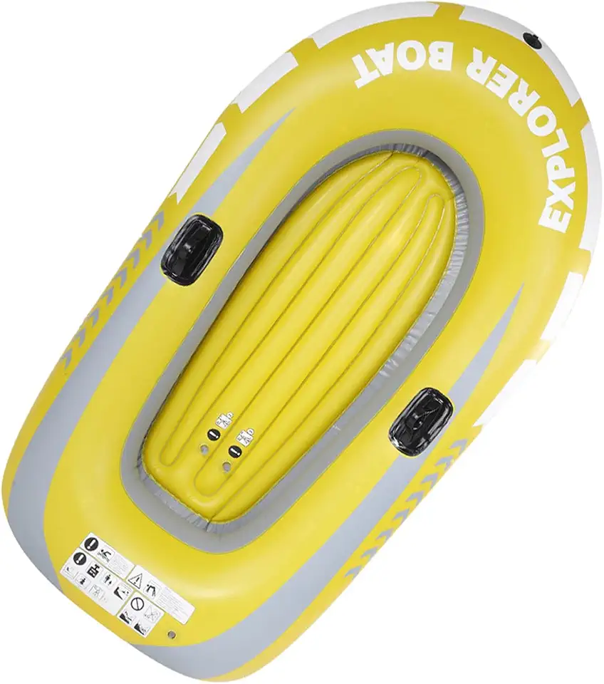 Caiaque Inflável Resistente para 2 Pessoas, Barco de Pesca para Mergulho, Amarelo, 45 X 74 pol.