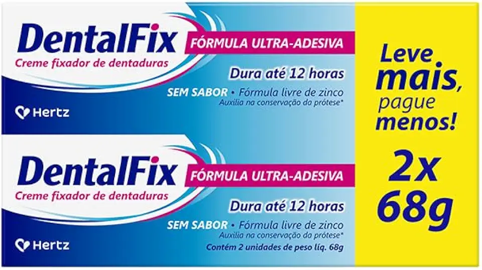 Dentalfix Kit C/2 Fixador De Dentaduras 68g Kley Hertz