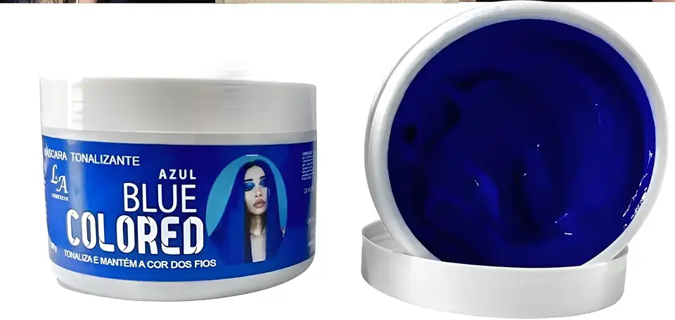 Máscara Matizadora Tonalizante Sem Amônia Resultado 100% Natural - 300g – Efeito Natural, Brilho Intenso e Cobertura Gradual - AZUL