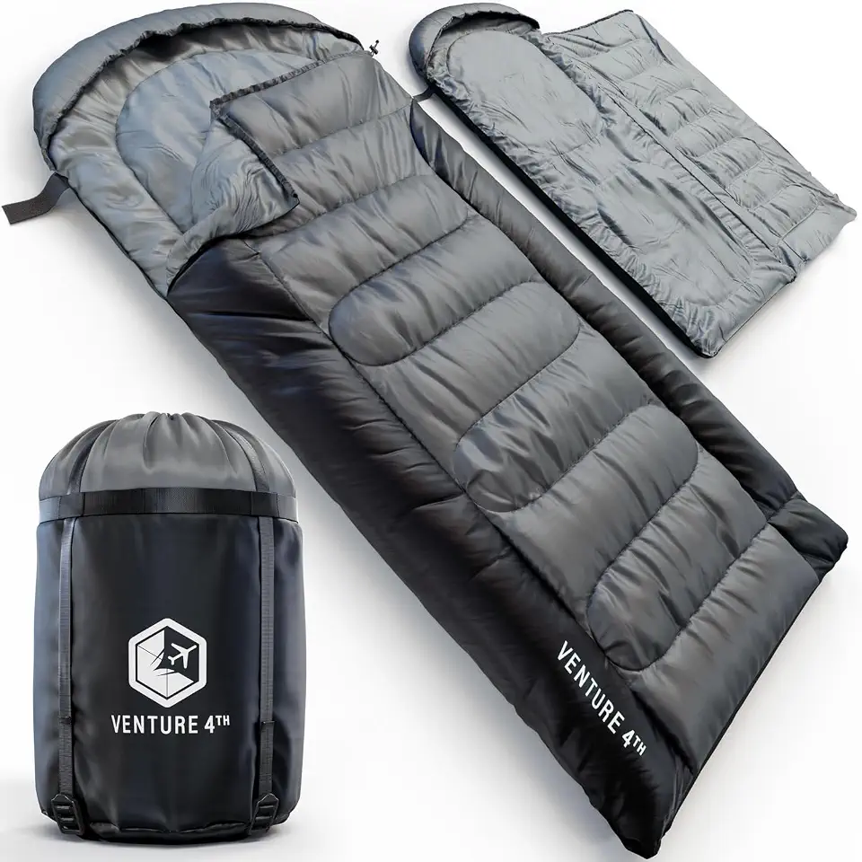 VENTURE 4TH Saco de dormir para mochila – 2GG, tamanhos duplo e único – Sacos de dormir leves para climas quentes e frios para adultos, crianças e casais – Ideal para caminhadas, acampamento e