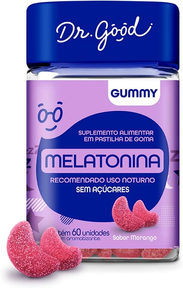 Melatonina Sabor Morango 60 Gomas Mastigável Fini Dr Good