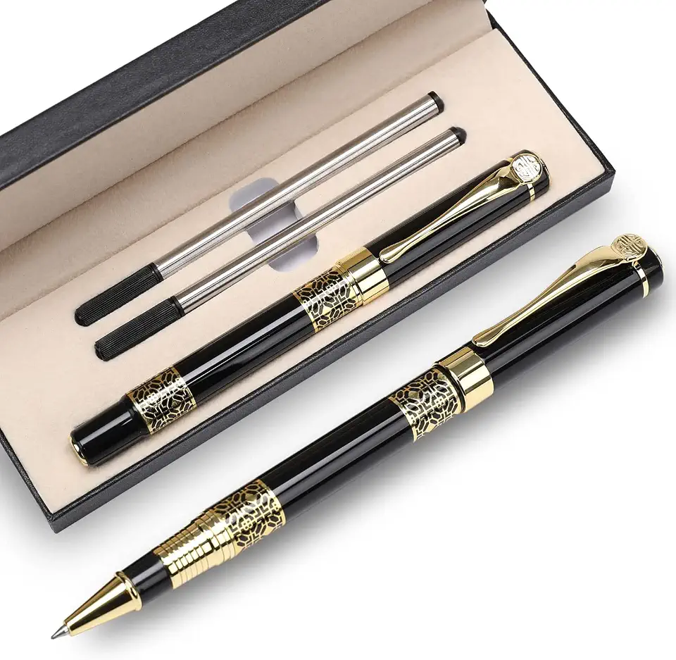 YIVONKA Refil de caneta esferográfica preta, canetas de negócios, caneta de luxo, melhor conjunto de presente para homens e mulheres profissionais executivos, escritório, canetas bonitas caixa de