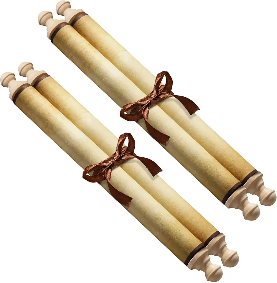 Makevivi 2 peças de papel de pergaminho em branco com hastes de madeira, para lista impertinente ou legal, escrita, votos de casamento, convite, carta de amor, acessório para cosplay, renascimento, 18