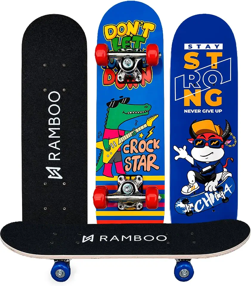 Skate Infantil Semi Profissional, Madeira e Metal, 60 cm x 14,5 cm, Suporta até 45 kg, a Partir de 3 Anos