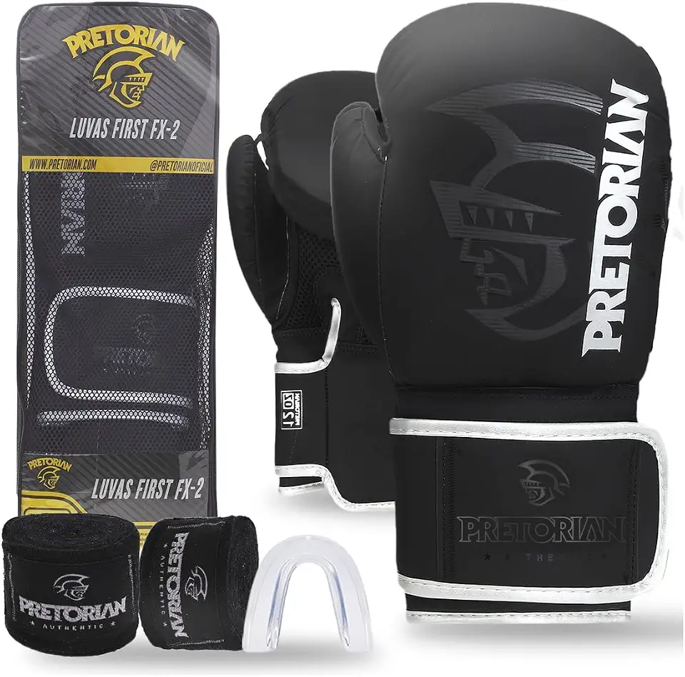 Luva de Boxe e Muay Thai FX2 Pretorian + Protetor Bucal + Bandagem 2.8M