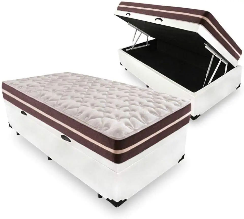 Cama Box Com Baú Solteiro + Colchão De Molas - Anjos - Classic Superlastic 88cm