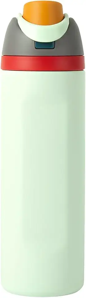 Garrafa Térmica de Água 710ml com Tampa 2 em 1 - Antivazamento, Parede Dupla, Com Alça e Tampa com Trava (Verde Claro)