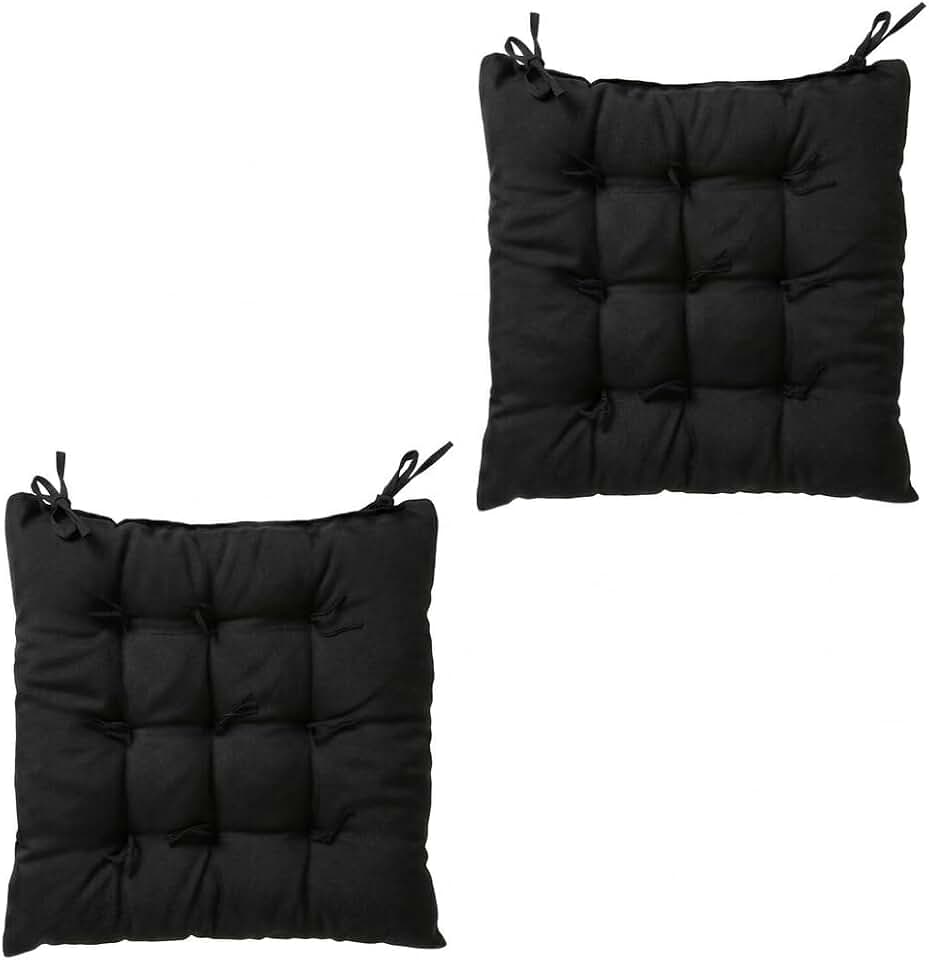 Kit 2 Almofadas Assento Cadeira Futton Futon 40x40cm Cores Diversas 100% Poliéster (Preto)