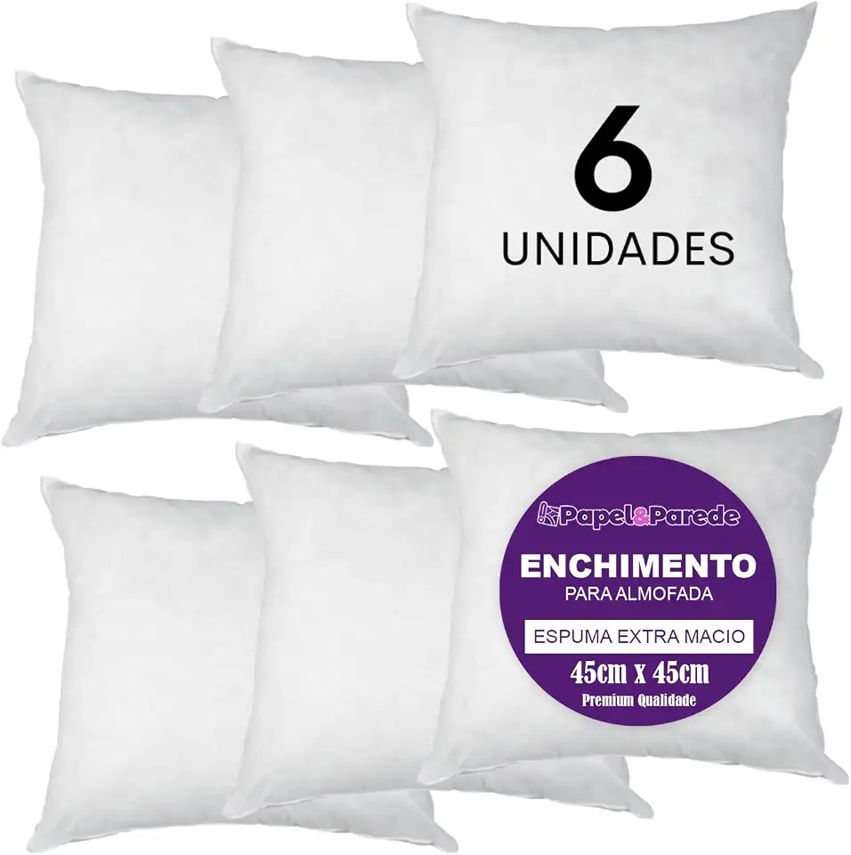 Kit 6 Enchimentos para Almofadas Espuma Ultramacio 45x45cm - Conforto e Maciez para Sala e Quarto