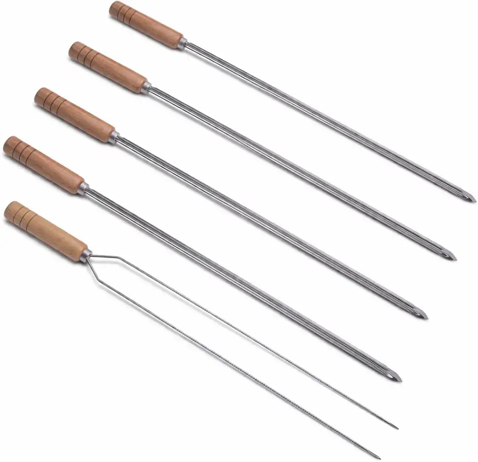 Kit 5 Espetos Churrasco 85cm Inox Profissional Kort