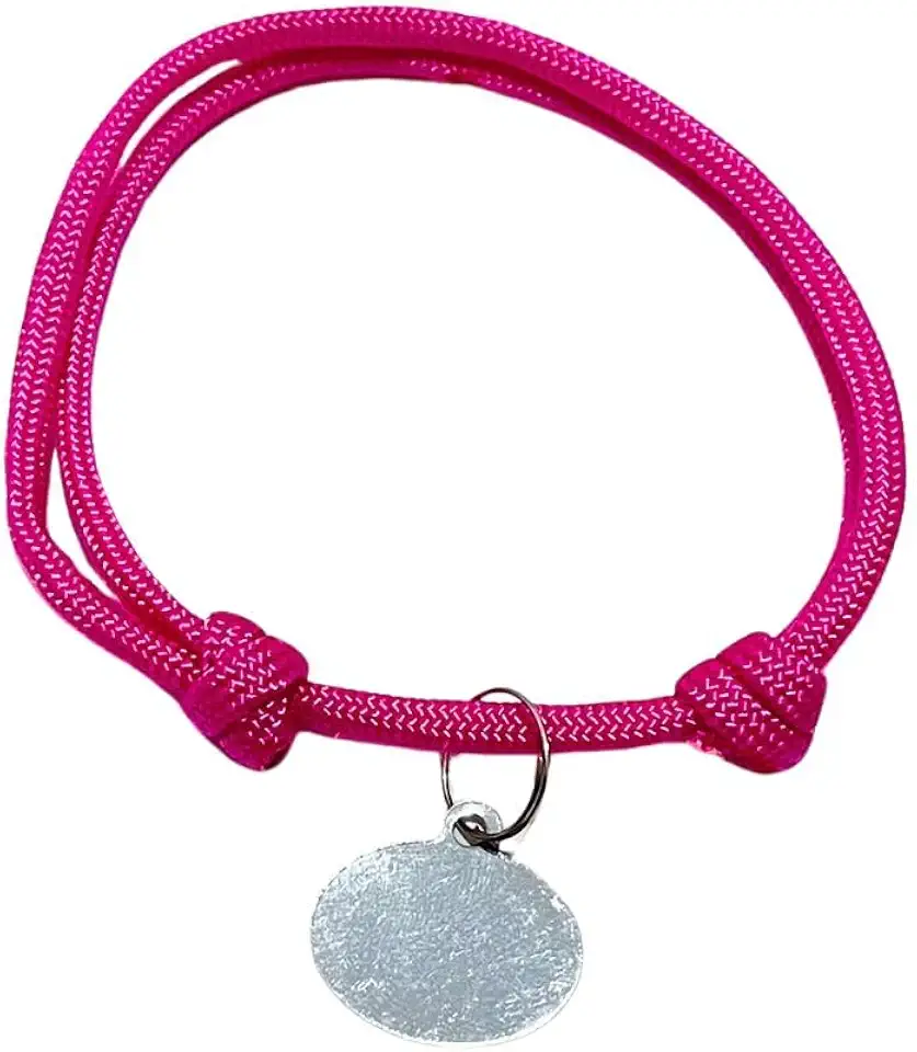 Coleira Gato com Placa de Identificação regulável colar de paracord trançado para filhote e adulto (ROSA)