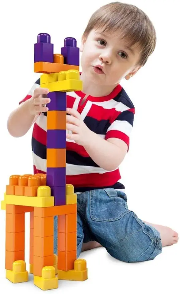 Blocos de Montar V Infantil da Blocolândia Dismat - 60 Peças Coloridas e Seguras, Estimula Inteligência e Coordenação Motora, Ideal para Crianças a Partir de 18 Meses