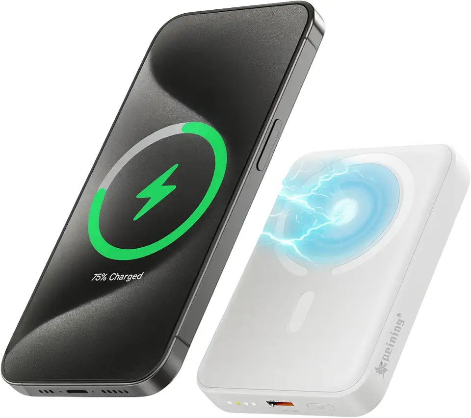 Power Bank 10.000 mAh, Carregador Portátil Turbo por Indução Carregamento Rápido Compatível com Iphone, Bateria Externa Compacta Magnética Premium Peining