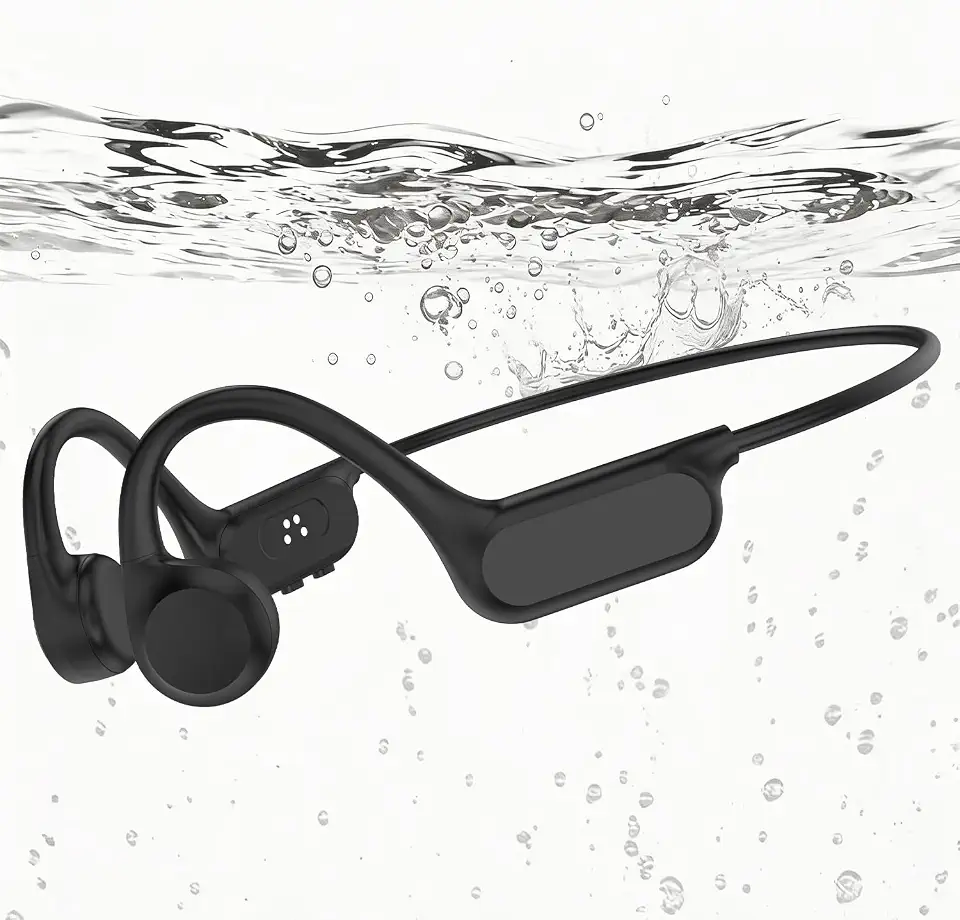 Fones de ouvido de condução óssea de natação IPX68 à prova d'água, fones de ouvido sem fio Bluetooth 6.0, reprodutor de MP3 de 32 GB, bateria de 8H, uso seguro para esportes, treino, corrida