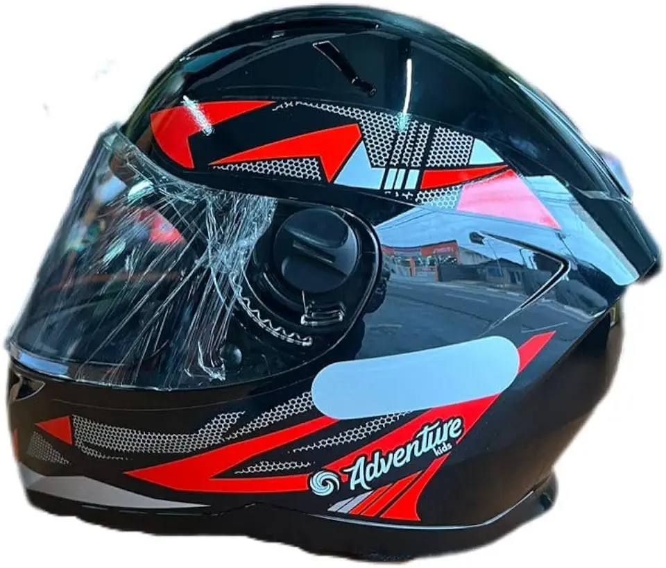 Capacete Infantil De Moto Ebf Kids Preto Vermelho Brilhante