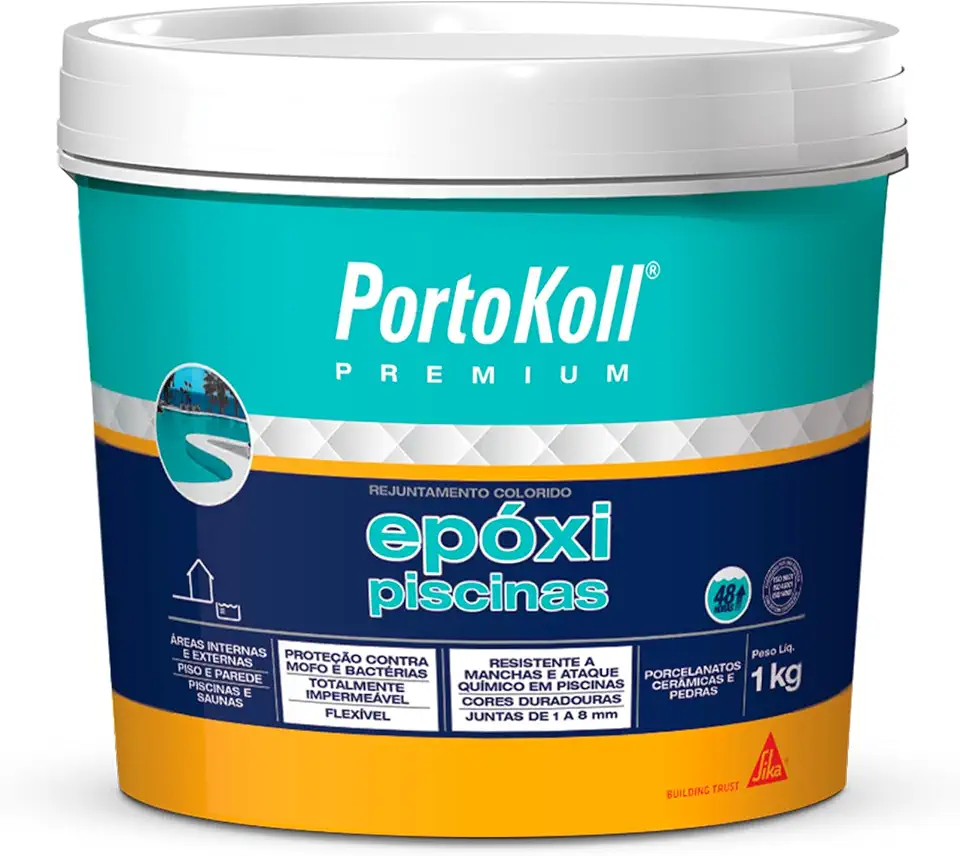 PortoKoll – Rejuntamento PortoKoll PREMIUM Epoxi Piscina Branco – Efeito rápido – Aplicação fácil – 1 balde x 1KG