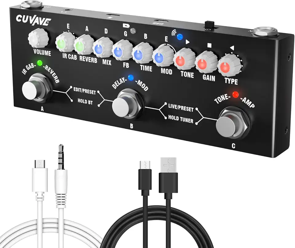 M-VAVE CUBE BABY Pedal de Efeitos para Guitarra Multifuncional Portátil com 9 Simulações de Amp 8 IR CAB Bluetooth Gravação em Celular Bateria Integrada Tuner e Modos PRESET/LIVE/EDIT para Músicos