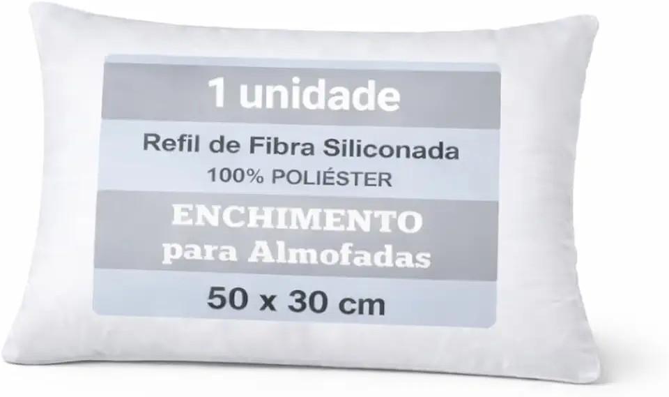 Refil para Almofada com Enchimento em Fibra Siliconada Premium, Branco, 50x30 cm, Hipoalergênico e Anti-Mofo, Durável e Confortável