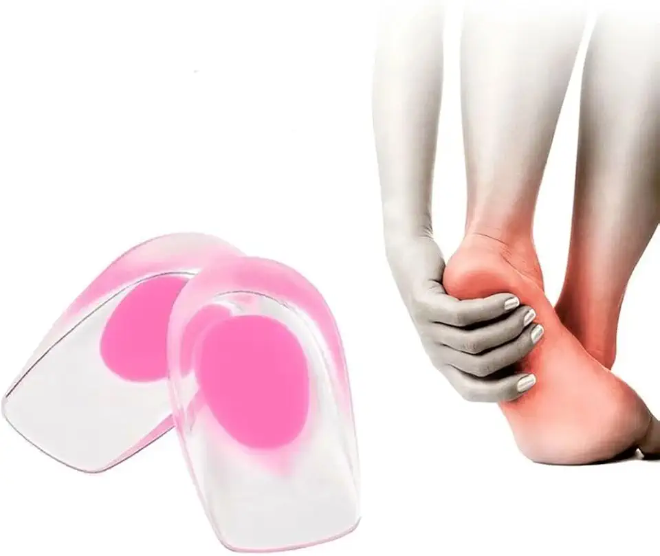 Calcanheira Gel Par Palmilha Calcanhar Ortopédica Silicone Massageadora Protetor de Calcanhar Conforto e Alívio de Dor Esporão De Calcâneo Esporte Anti Impacto Fascite Plantar Marca ATM (P)