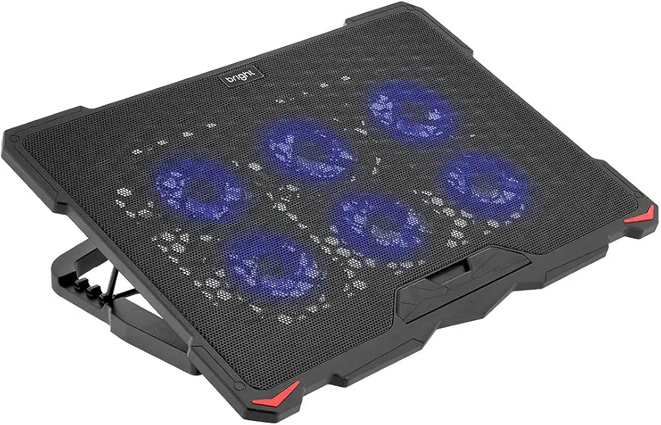 Bright Cooler para Notebook 6 Fans (6 Ventoinhas) LED e USB Hub Preto Bright, 1500 RPM, Ruído 20dBA