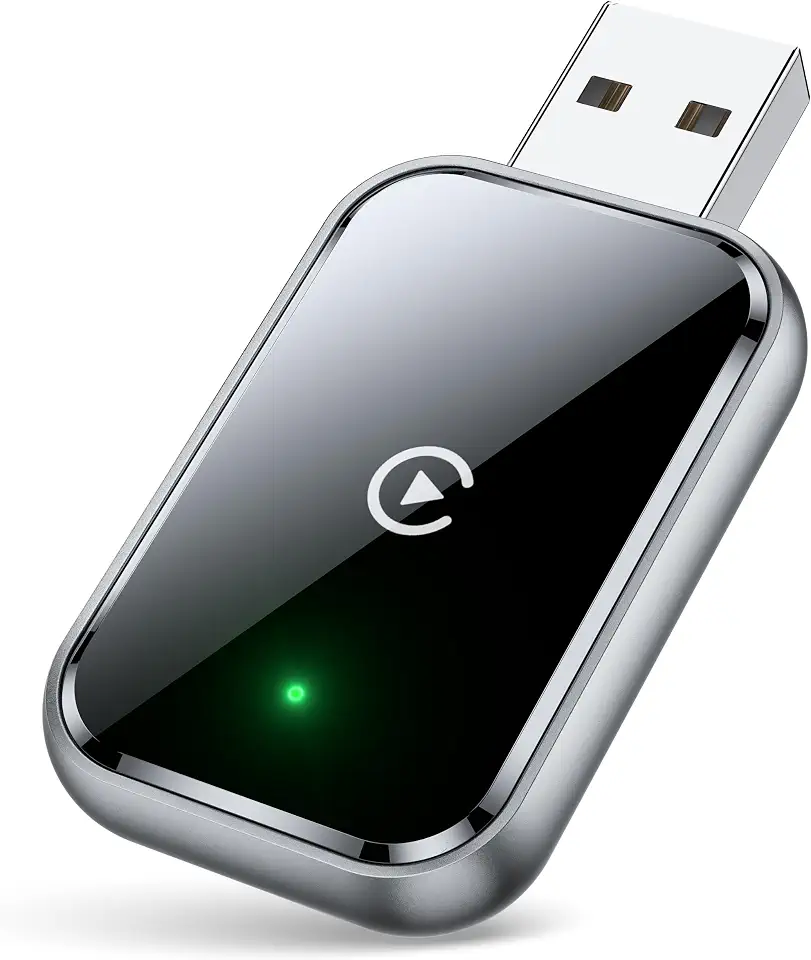 Adaptador CarPlay sem fio para iPhone, adaptador Apple CarPlay com fio para sem fio, tamanho mini com cabo de extensão USB e USB-C/Tipo-C, controle estável e sem atraso, preto