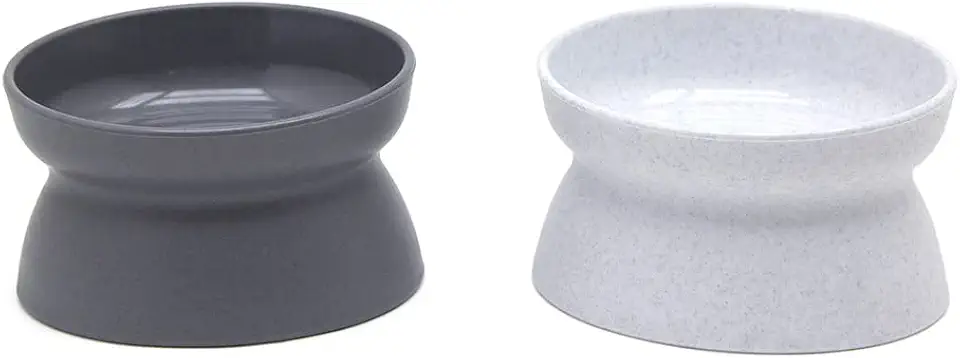 Kitty City, Tigela de comida elevada para gatos, alimentador para animais de estimação sem estress, Cinza, branco