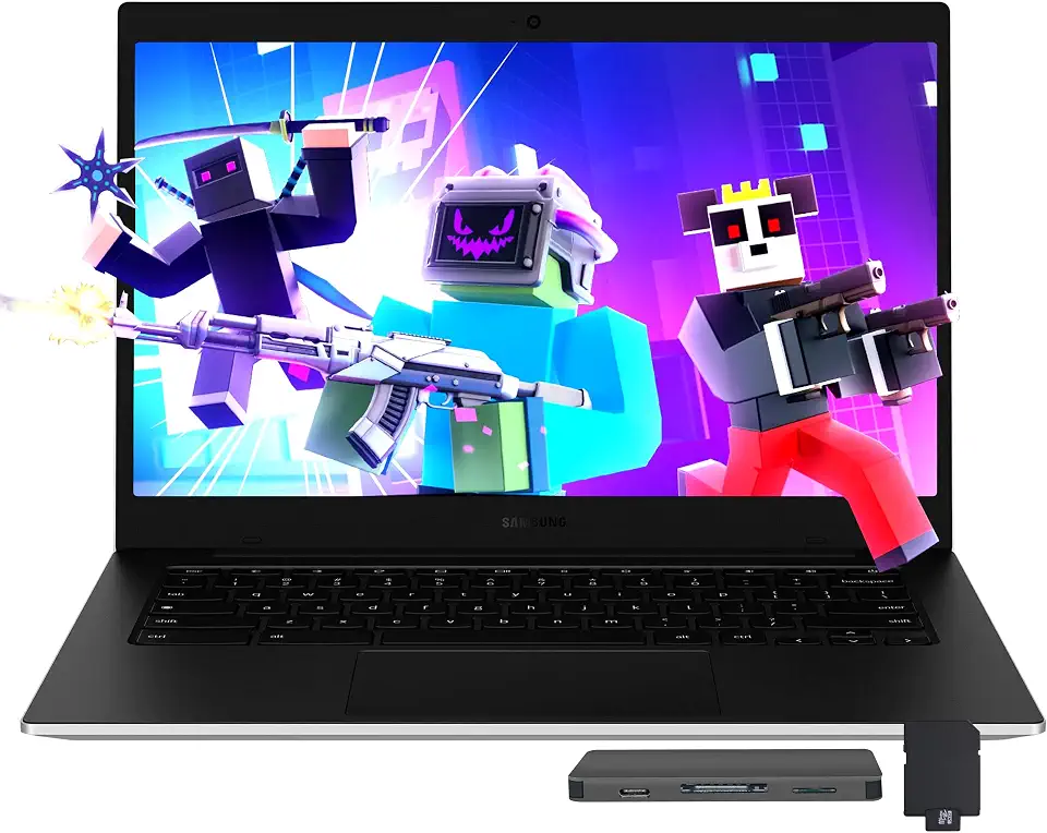 Samsung Notebook Galaxy Chromebook Go de 14 polegadas LED HD, Intel Celeron N4500, 4 GB LPDDR4X, armazenamento de 1,12 TB (conjunto de estação de ancoragem 128 GB eMMC + 1 TB), gráficos Intel UHD
